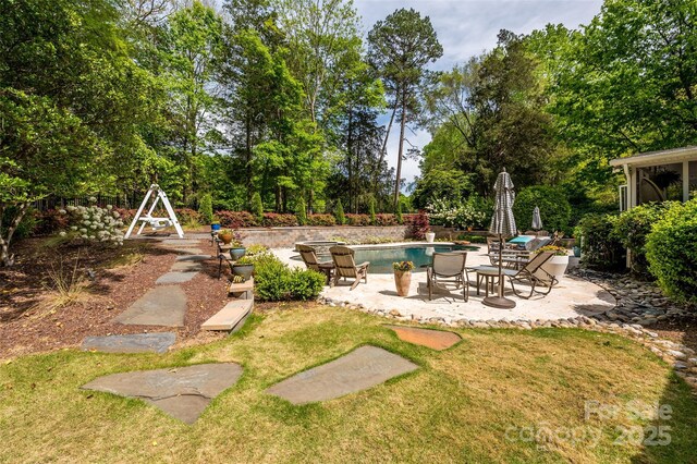 10316 Whitethorn Dr, Charlotte, NC 28277 - view of yard with an outdoor pool and a patio