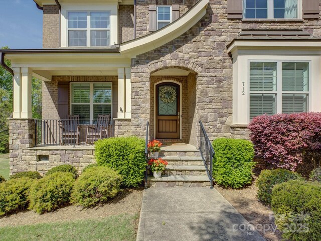 712 Chase Ct, Fort Mill, SC 29708 - entrance to property with a porch and stone siding