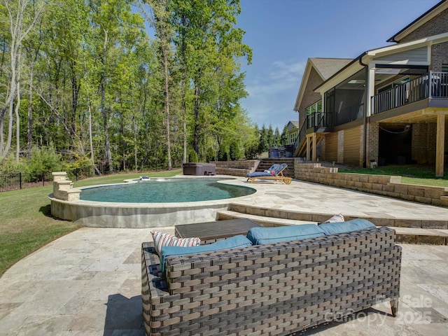 712 Chase Ct, Fort Mill, SC 29708 - outdoor pool featuring a patio area, stairs, and a jacuzzi