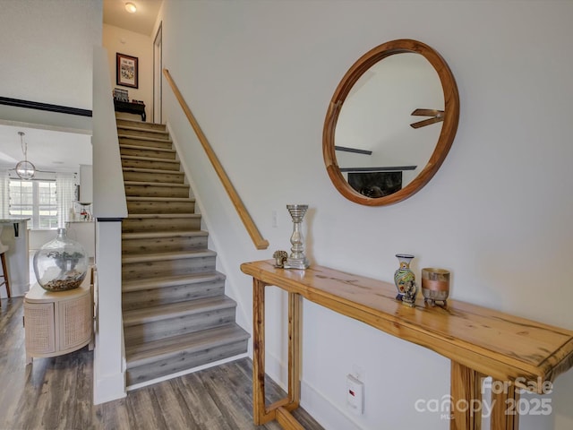 1488 Meadow Glen Ln, Rock Hill, SC 29730 - staircase featuring wood finished floors