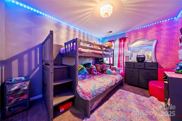 carpeted bedroom with visible vents