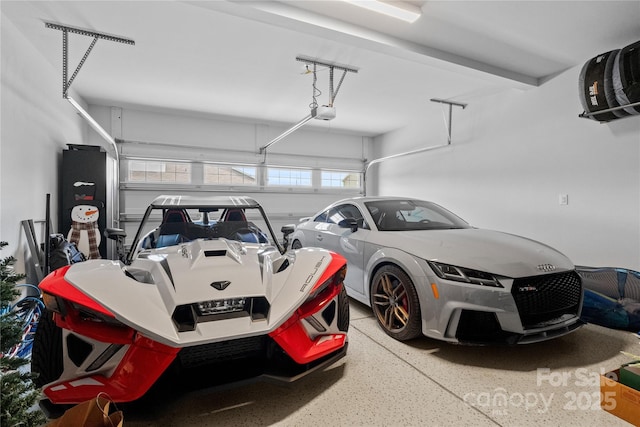 garage with a garage door opener