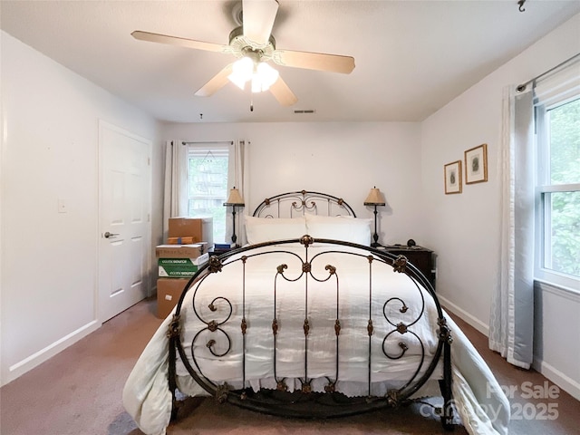 2214 Cannonade Ct, Matthews, NC 28105 - carpeted bedroom with multiple windows, baseboards, and a ceiling fan