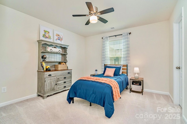 17231 Rider Wood Ln, Charlotte, NC 28278 - bedroom with light colored carpet, baseboards, and ceiling fan