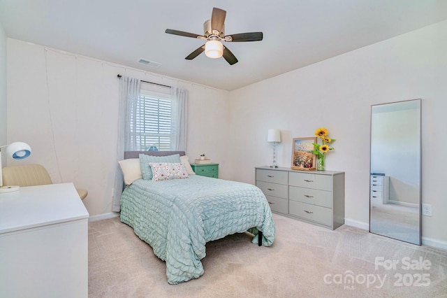 17231 Rider Wood Ln, Charlotte, NC 28278 - bedroom with light carpet, baseboards, and a ceiling fan