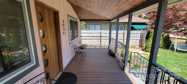 219 Flat Creek Rd, Black Mountain, NC 28711 - wooden deck featuring a yard and fence