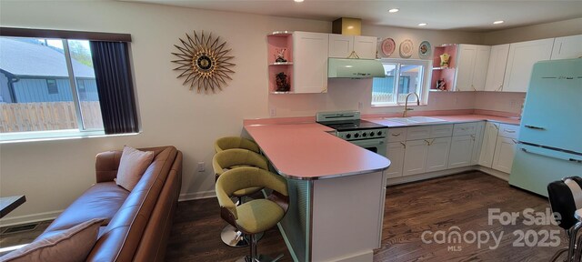 219 Flat Creek Rd, Black Mountain, NC 28711 - kitchen with a sink, open shelves, a wealth of natural light, and freestanding refrigerator