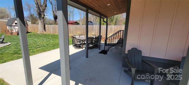 219 Flat Creek Rd, Black Mountain, NC 28711 - view of patio / terrace featuring outdoor dining space and a fenced backyard