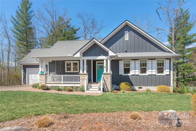 95 Greenwells Glory Dr, Biltmore Lake, NC 28715 - craftsman inspired home featuring board and batten siding, covered porch, a shingled roof, and a front yard