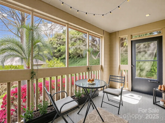 sunroom / solarium with carpet floors