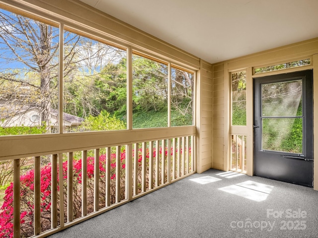 view of unfurnished sunroom