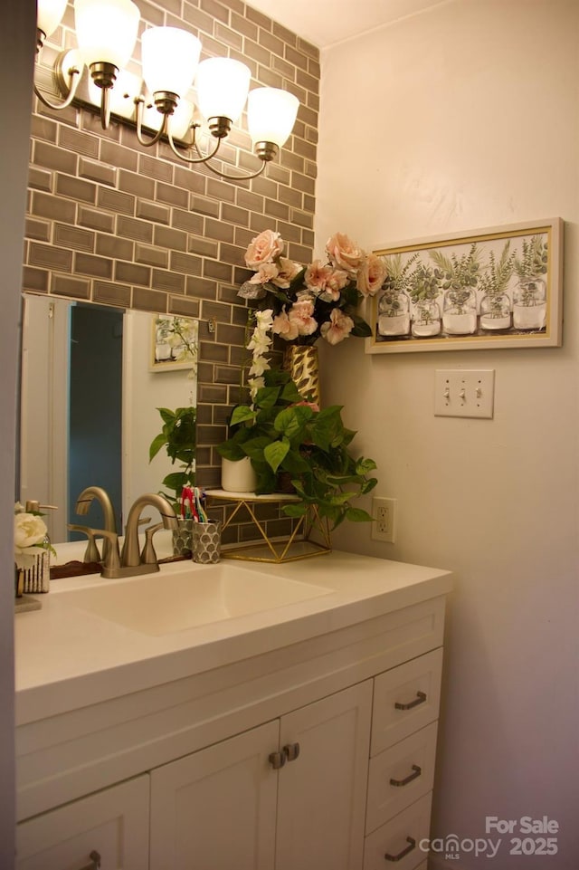 920 Squirrel Hill Rd, Charlotte, NC 28213 - bathroom with vanity and a chandelier