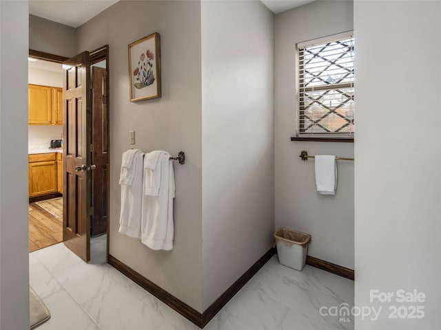 376 Overlook Dr Unit 1, Burnsville, NC 28714 - bathroom featuring baseboards and marble finish floor