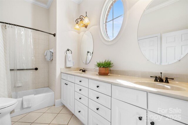 962 Blakeley Walk, Rock Hill, SC 29732 - full bathroom featuring tile patterned flooring, a sink, double vanity, and crown molding