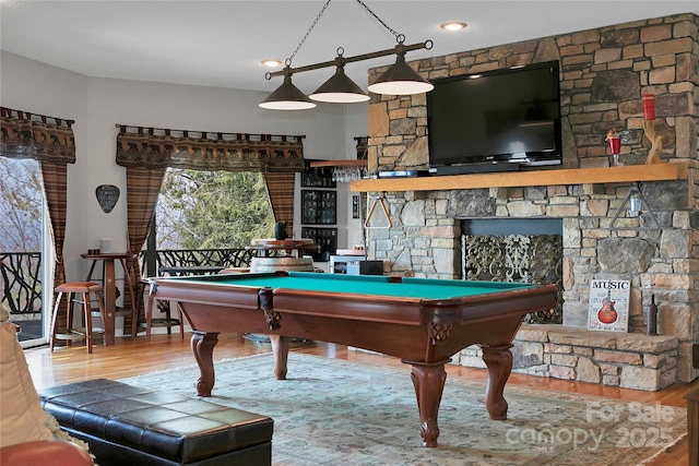 playroom with pool table and wood finished floors