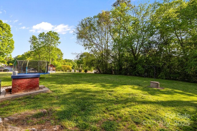view of yard featuring a trampoline