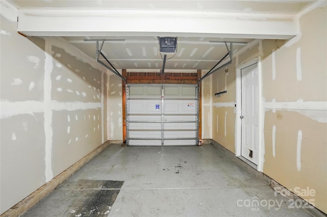 garage with a garage door opener
