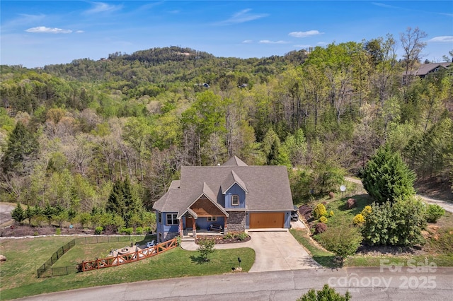 334 Willow Top Ln, Lake Lure, NC 28746 - aerial view of property and surrounding area featuring a heavily wooded area