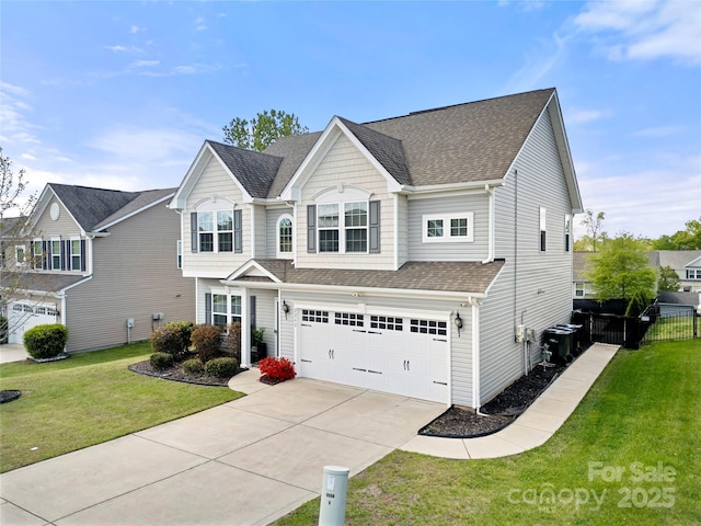 2262 Galloway Ln SW, Concord, NC 28025 - traditional-style house featuring fence, a front yard, a garage, and concrete driveway