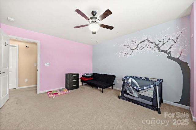 2262 Galloway Ln SW, Concord, NC 28025 - interior space featuring carpet floors, a ceiling fan, and baseboards