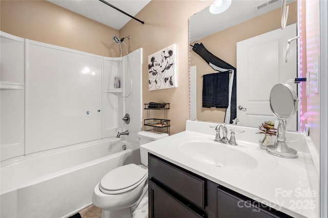 2262 Galloway Ln SW, Concord, NC 28025 - bathroom with shower / bathing tub combination, visible vents, toilet, and vanity