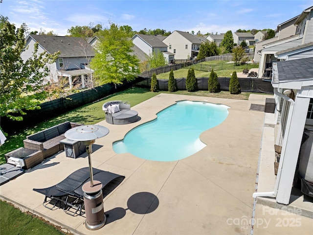 2262 Galloway Ln SW, Concord, NC 28025 - view of swimming pool featuring a patio area, a lawn, a fenced backyard, a fenced in pool, and a residential view