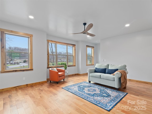 282 County Rd, Waynesville, NC 28785 - sitting room featuring recessed lighting, baseboards, wood finished floors, and ceiling fan