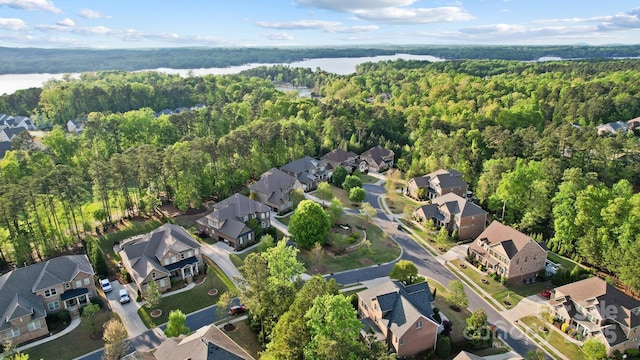 16532 Flintrock Falls Ln, Charlotte, NC 28278 - drone / aerial view featuring a residential view, a wooded view, and a water view