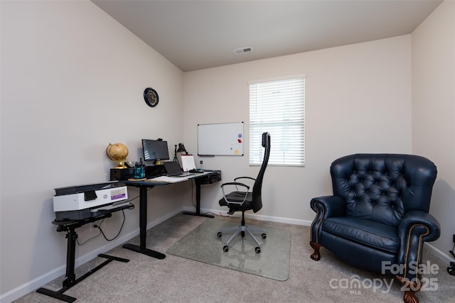 3100 Cheyney Park Dr, Charlotte, NC 28269 - home office featuring visible vents, baseboards, and carpet