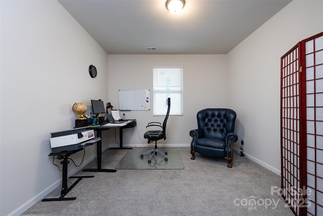 3100 Cheyney Park Dr, Charlotte, NC 28269 - home office featuring visible vents, baseboards, and carpet flooring