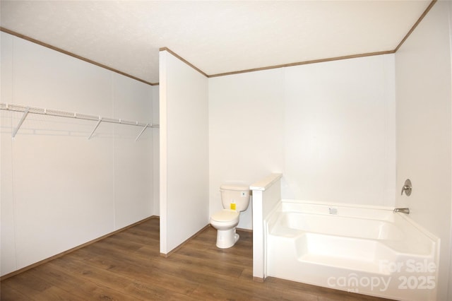 828 Long Bow Rd, Salisbury, NC 28144 - full bath featuring a garden tub, wood finished floors, crown molding, and a spacious closet