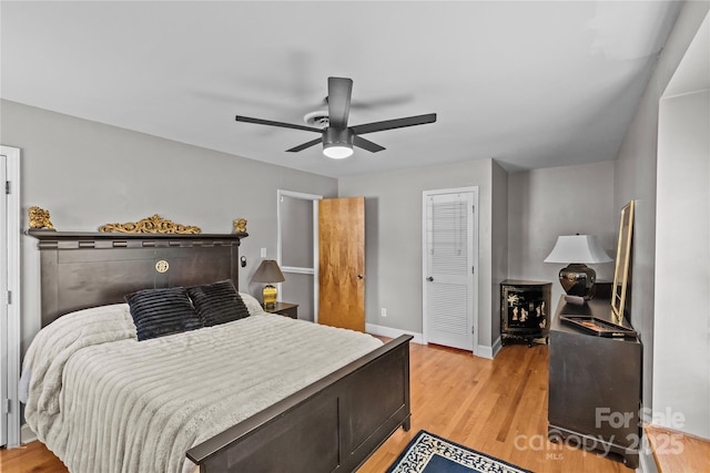 6035 Idlebrook Dr, Charlotte, NC 28212 - bedroom featuring light wood-style flooring and ceiling fan