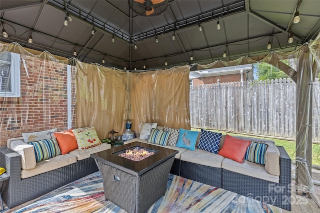 6035 Idlebrook Dr, Charlotte, NC 28212 - view of patio with an outdoor living space with a fire pit