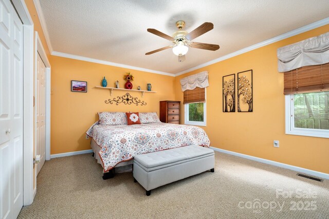 15 Heather Ln, Fairview, NC 28730 - carpeted bedroom with crown molding, baseboards, and ceiling fan