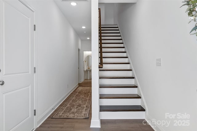 184 Cherry Springs Ln Unit 1-B, Asheville, NC 28804 - staircase featuring recessed lighting and wood finished floors