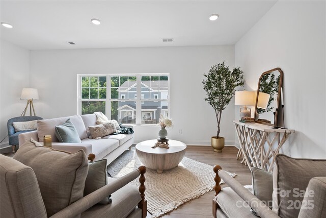 184 Cherry Springs Ln Unit 1-B, Asheville, NC 28804 - living area featuring wood finished floors and recessed lighting