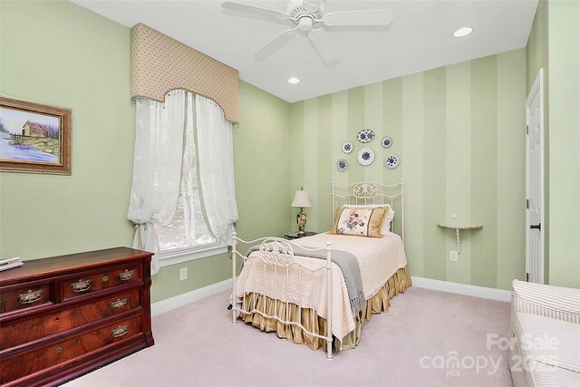 729 Lochaven Rd, Waxhaw, NC 28173 - bedroom featuring carpet, baseboards, ceiling fan, and recessed lighting