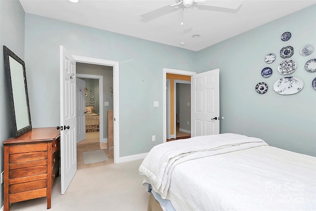 729 Lochaven Rd, Waxhaw, NC 28173 - bedroom with light carpet, ceiling fan, and baseboards