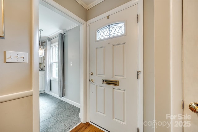 4607 Hedgemore Dr Unit H, Charlotte, NC 28209 - entryway with plenty of natural light, baseboards, and ornamental molding