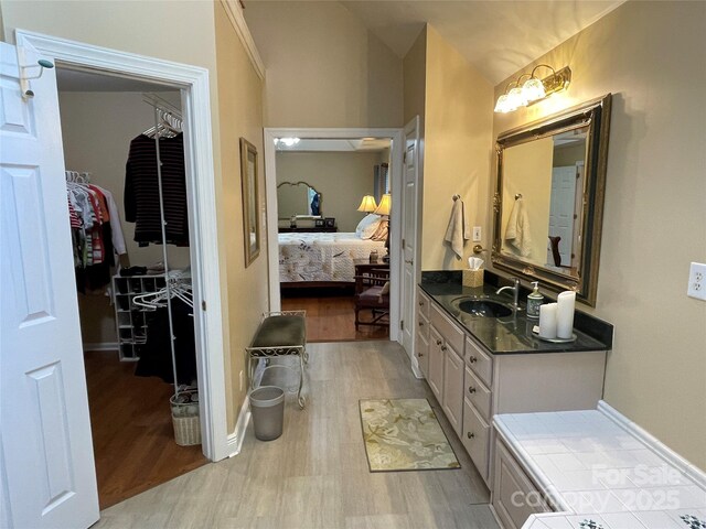 121 General Pemberton St, Stanley, NC 28164 - ensuite bathroom with wood finished floors, vanity, ensuite bathroom, and a spacious closet