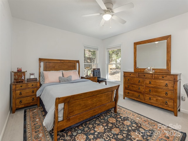 164 Allen Paul Dr, Hendersonville, NC 28791 - bedroom featuring baseboards, light colored carpet, and ceiling fan
