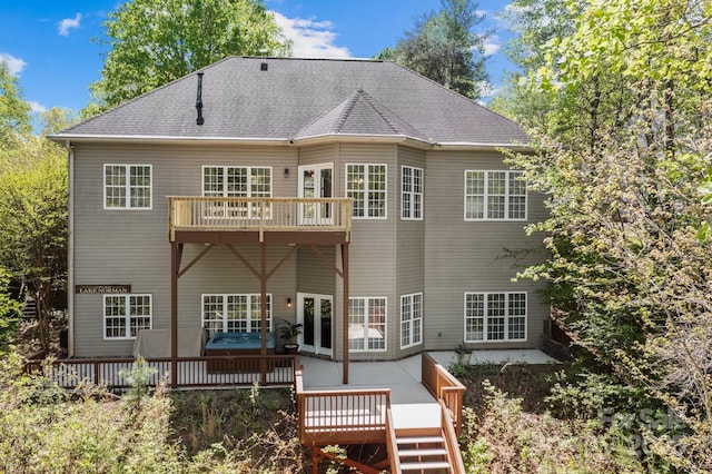 7748 Long Bay Pkwy, Catawba, NC 28609 - rear view of house featuring a balcony, a shingled roof, and a deck