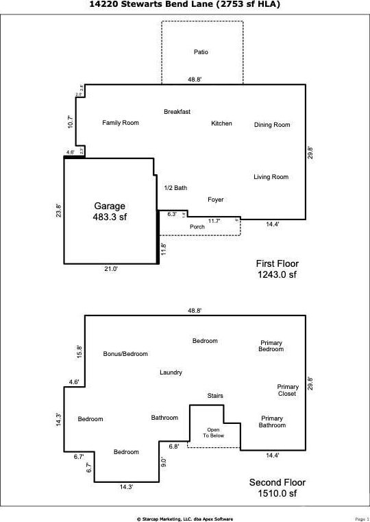 14220 Stewarts Bend Ln, Charlotte, NC 28277 - floor plan