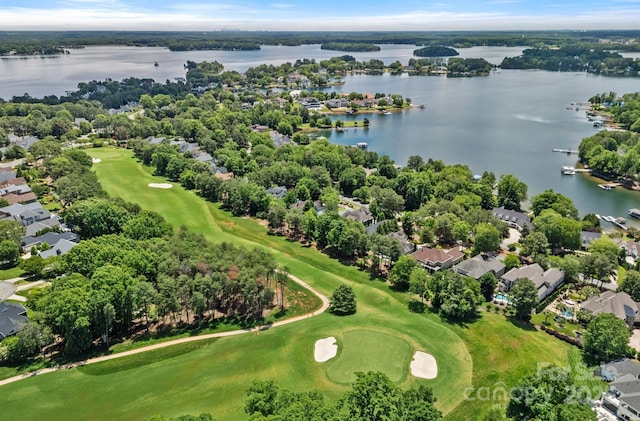 17040 Jetton Rd, Cornelius, NC 28031 - aerial view of residential area featuring a golf course, a nearby body of water, and a tree filled landscape
