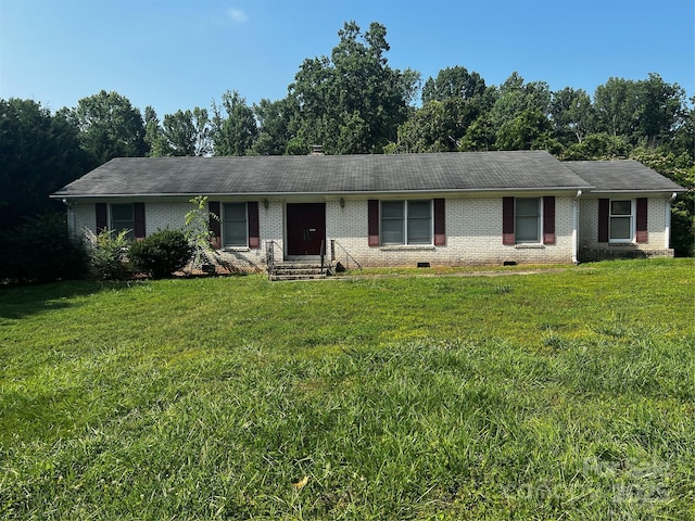 629 Belmorrow Dr, Charlotte, NC 28214 - single story home with brick siding, a front yard, entry steps, and a shingled roof