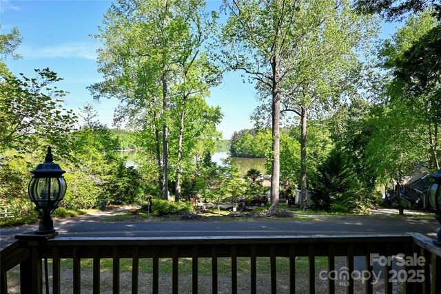 deck with a water view