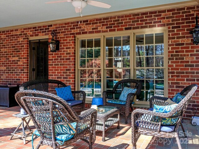1233 Weymouth Ln, Charlotte, NC 28270 - view of patio featuring ceiling fan