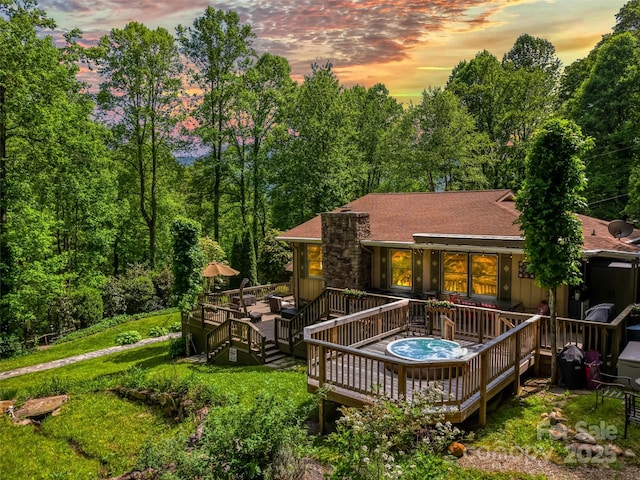 218 Red Oak Dr, Maggie Valley, NC 28751 - back of house featuring a wooden deck and a shingled roof