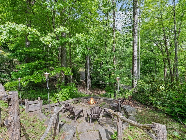 218 Red Oak Dr, Maggie Valley, NC 28751 - view of yard featuring a fire pit and a patio