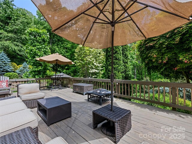 218 Red Oak Dr, Maggie Valley, NC 28751 - deck featuring an outdoor living space and outdoor dining area